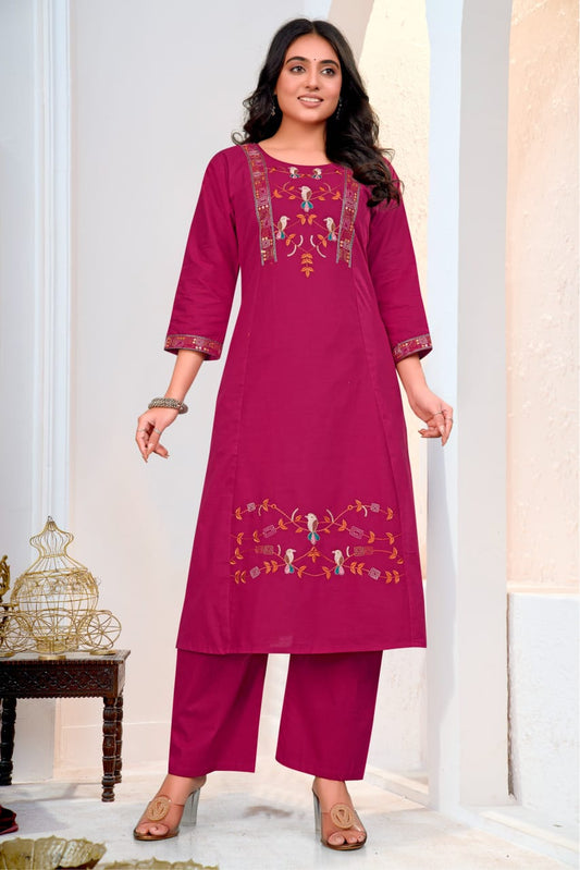 Elegant Sparrow Embroidered Kurta Set with Palazzos