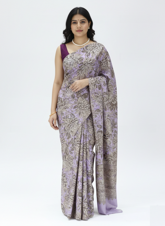 Silk Crape Printed Saree