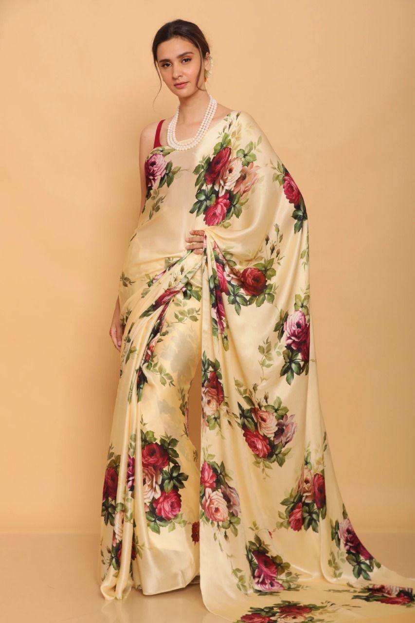 Satin is till date one of the most loved and preferred fabrics for a saree design.