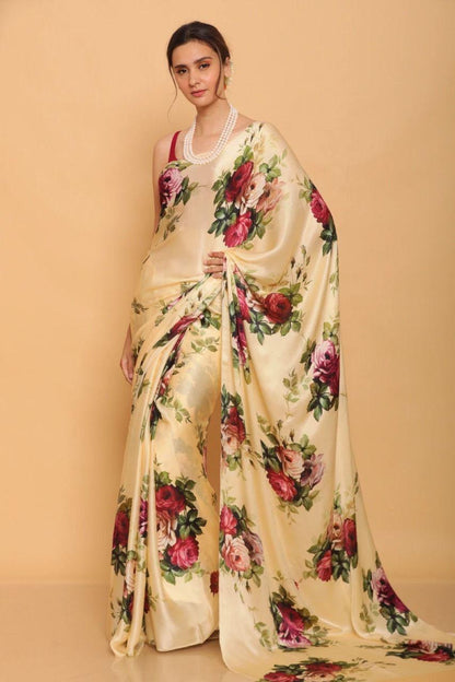 Satin is till date one of the most loved and preferred fabrics for a saree design.