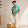 Boys Cotton Tropical Print Shirt – Short Sleeve Casual Shirt | DuoDrapes