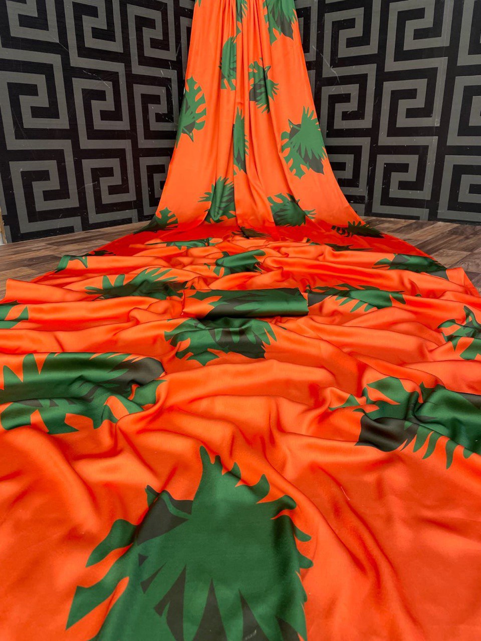 Special Sunset Colored Orange Satin Saree