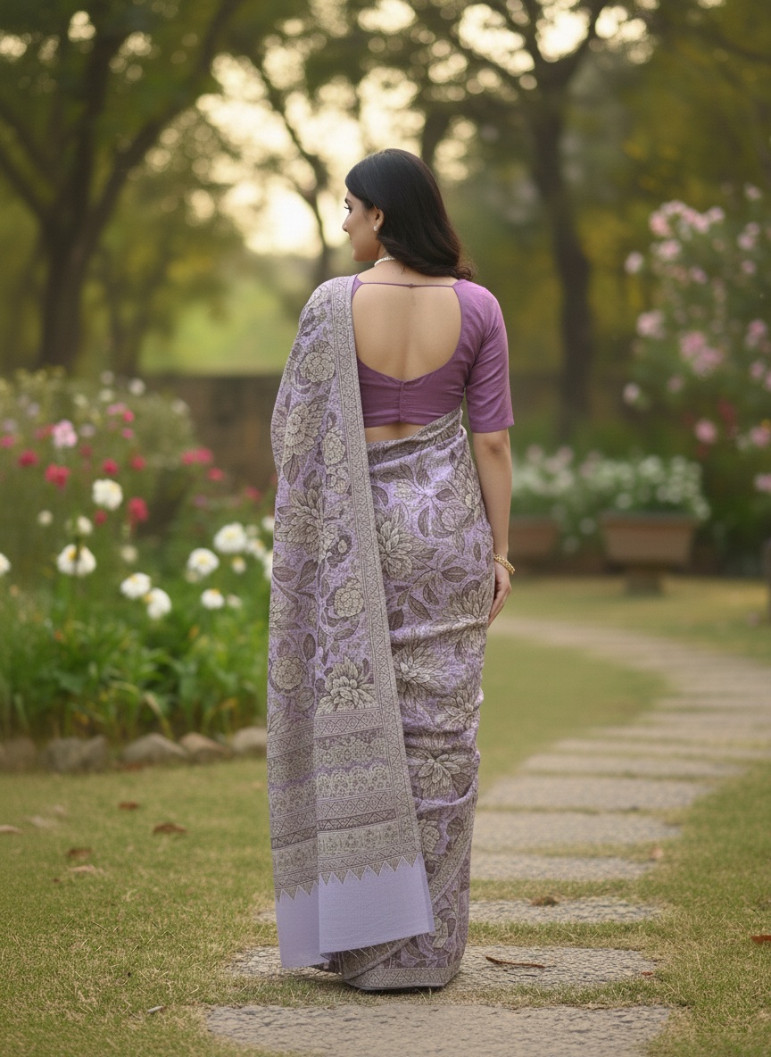 Silk Crape Printed Saree
