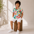 Boys Cotton Floral Printed Shirt – Short Sleeve Hawaiian Shirt | DuoDrapes