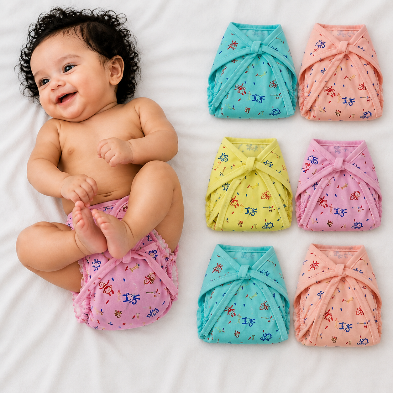 Soft  Cotton Baby Langot - Reusable cloth Dipper | Multi - Colour Combo