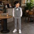 Black & White Checkered Waistcoat Shirt & Trouser Set for Boys | Party Wear | DuoDrapes