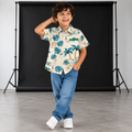 Boys Printed Half Sleeve Shirt – Tropical Palm & Animal Print Casual Shirt