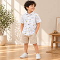 Boys White Sailboat Print Half Sleeve Shirt