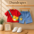 DuoDrapes Red Keep Cool T-Shirt & Blue Denim Shorts Set for Boys