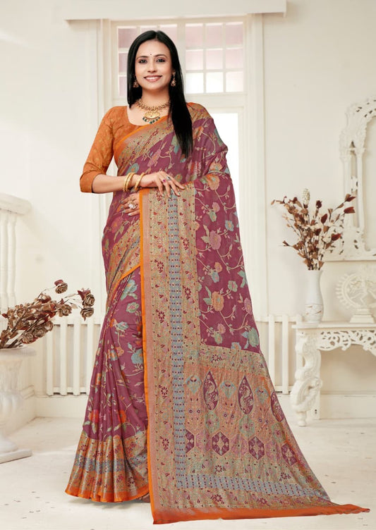 Premium Liquid Jacquard Saree with Unstitched Blouse