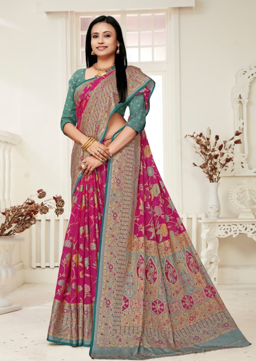 Premium Liquid Jacquard Saree with Unstitched Blouse
