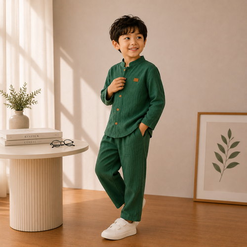 duo drapes baby boys green kurta