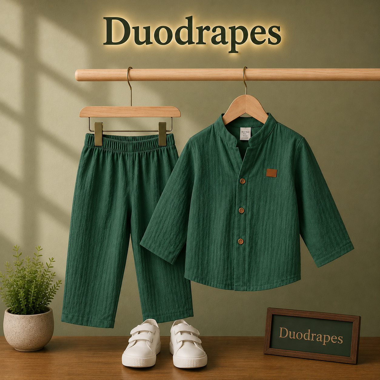 duo drapes baby boys green kurta set