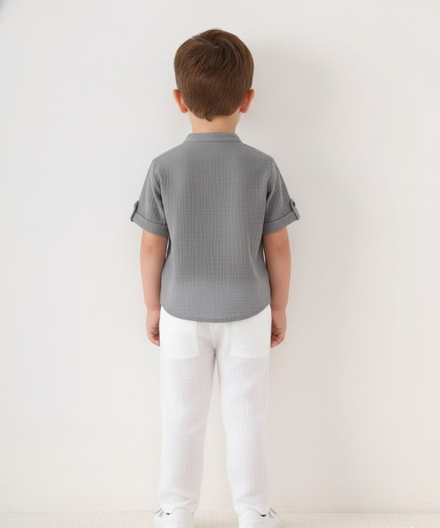 duodrapes children kurta pair grey  color