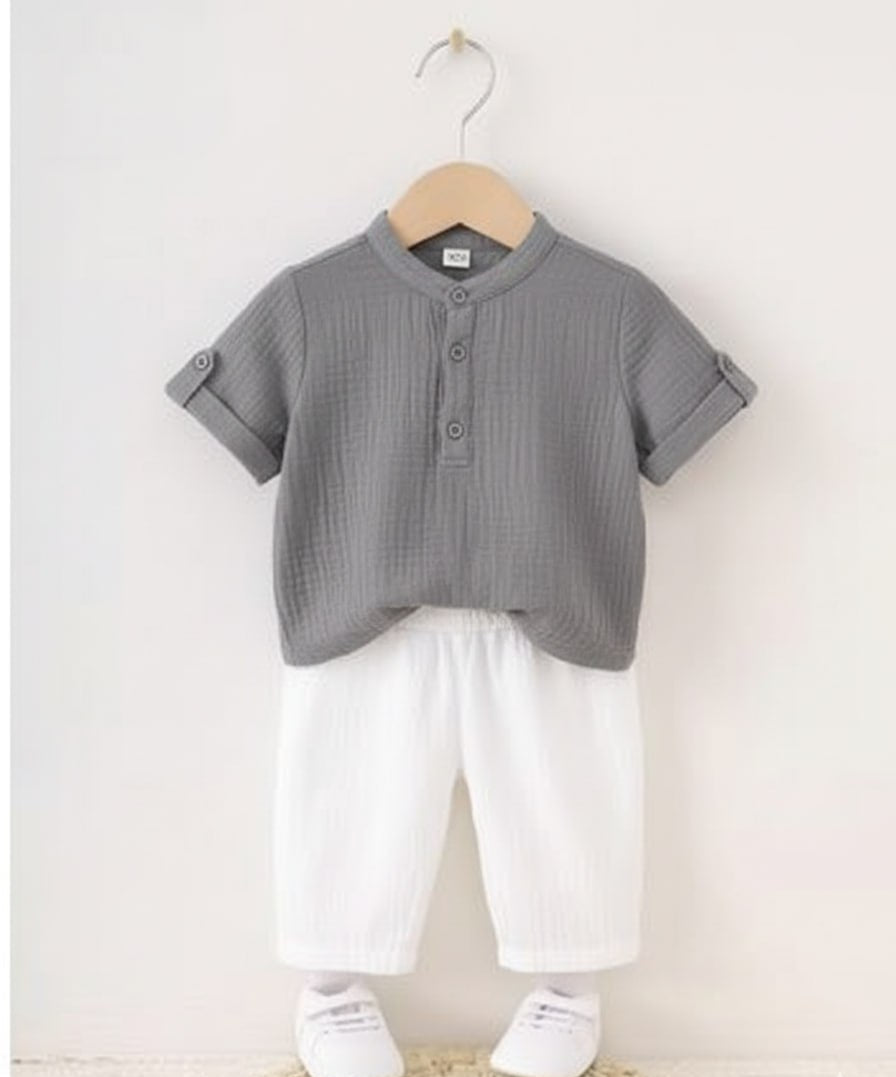 duodrapes children kurta pair grey  color
