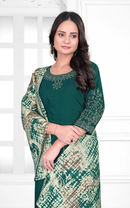 Elegant Gadhuwal Silk Embroidered Kurta Set with Dupatta