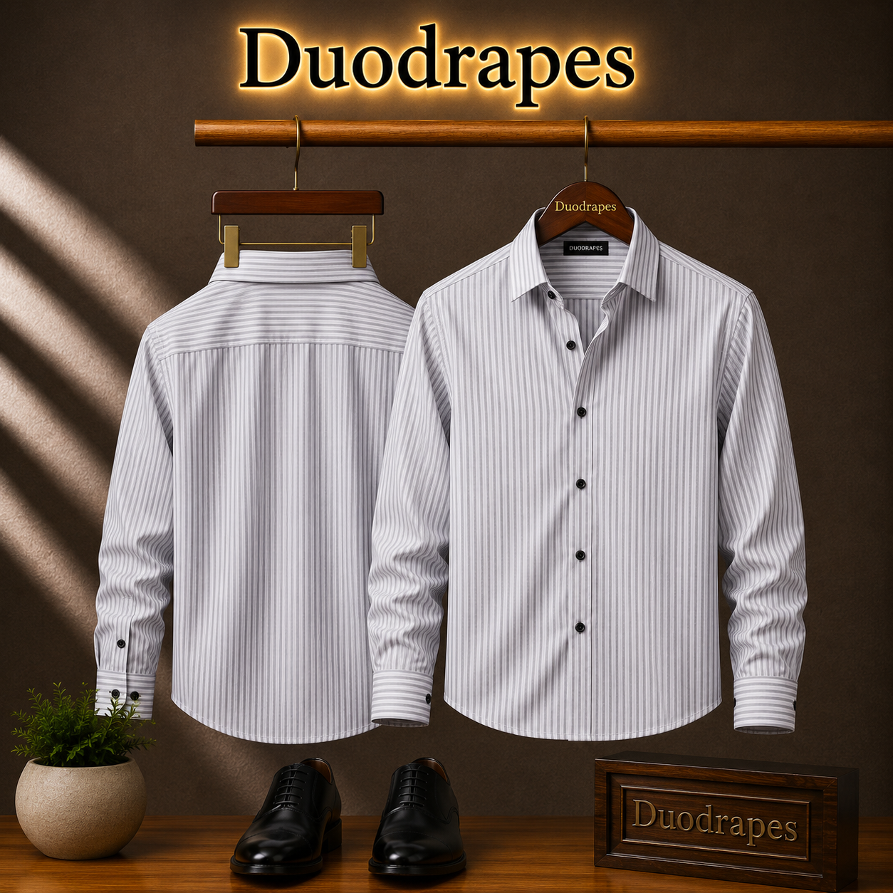 Soft Grey Stripe Classic Shirt for Boys