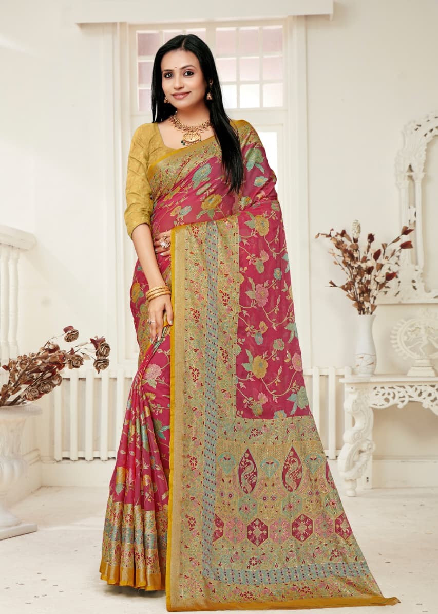 Premium Liquid Jacquard Saree with Unstitched Blouse