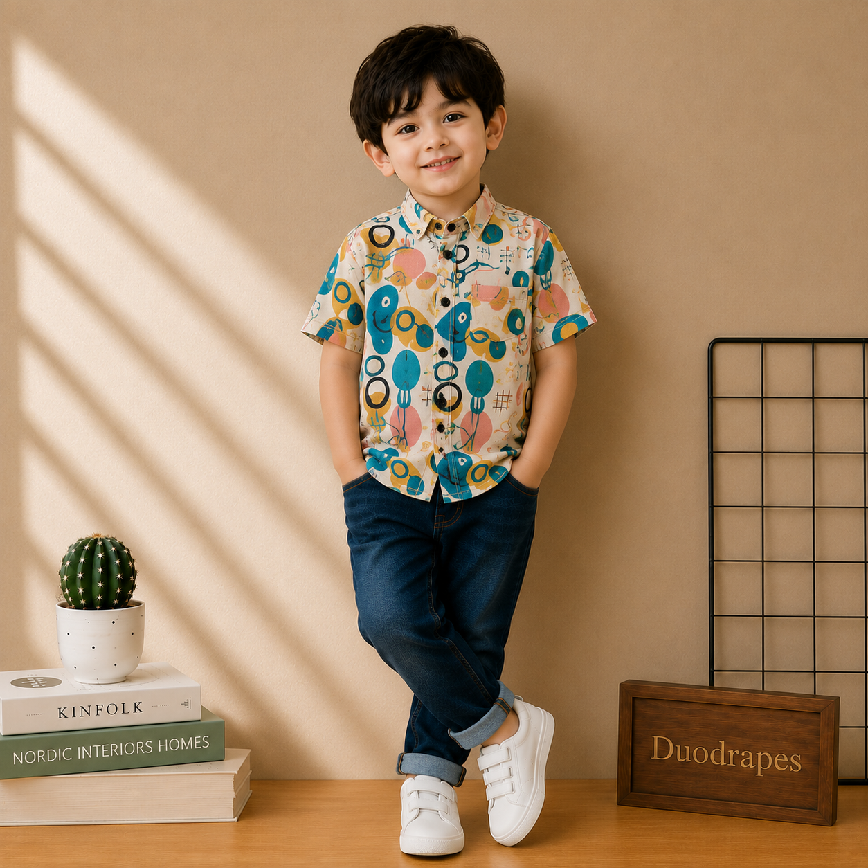 Boys Abstract Multicolor Printed Half Sleeve Shirt | Casual Kids Shirt | 2 to 7 Years