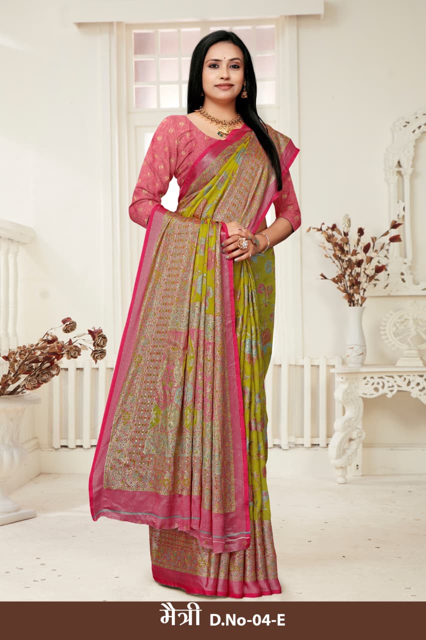 Premium Liquid Jacquard Saree with Unstitched Blouse