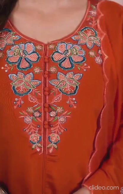 Elegant Embroidered Rayon Kurta with Dupatta Set