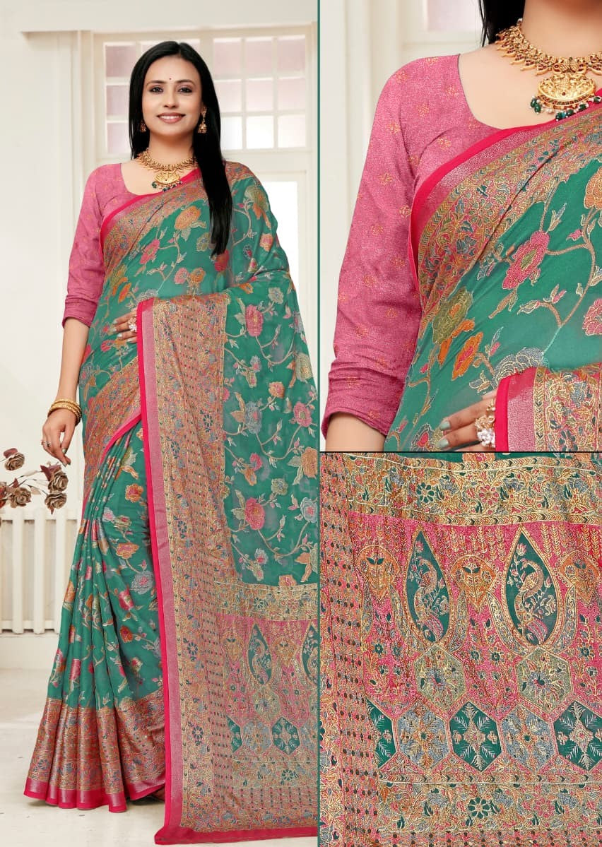 Premium Liquid Jacquard Saree with Unstitched Blouse