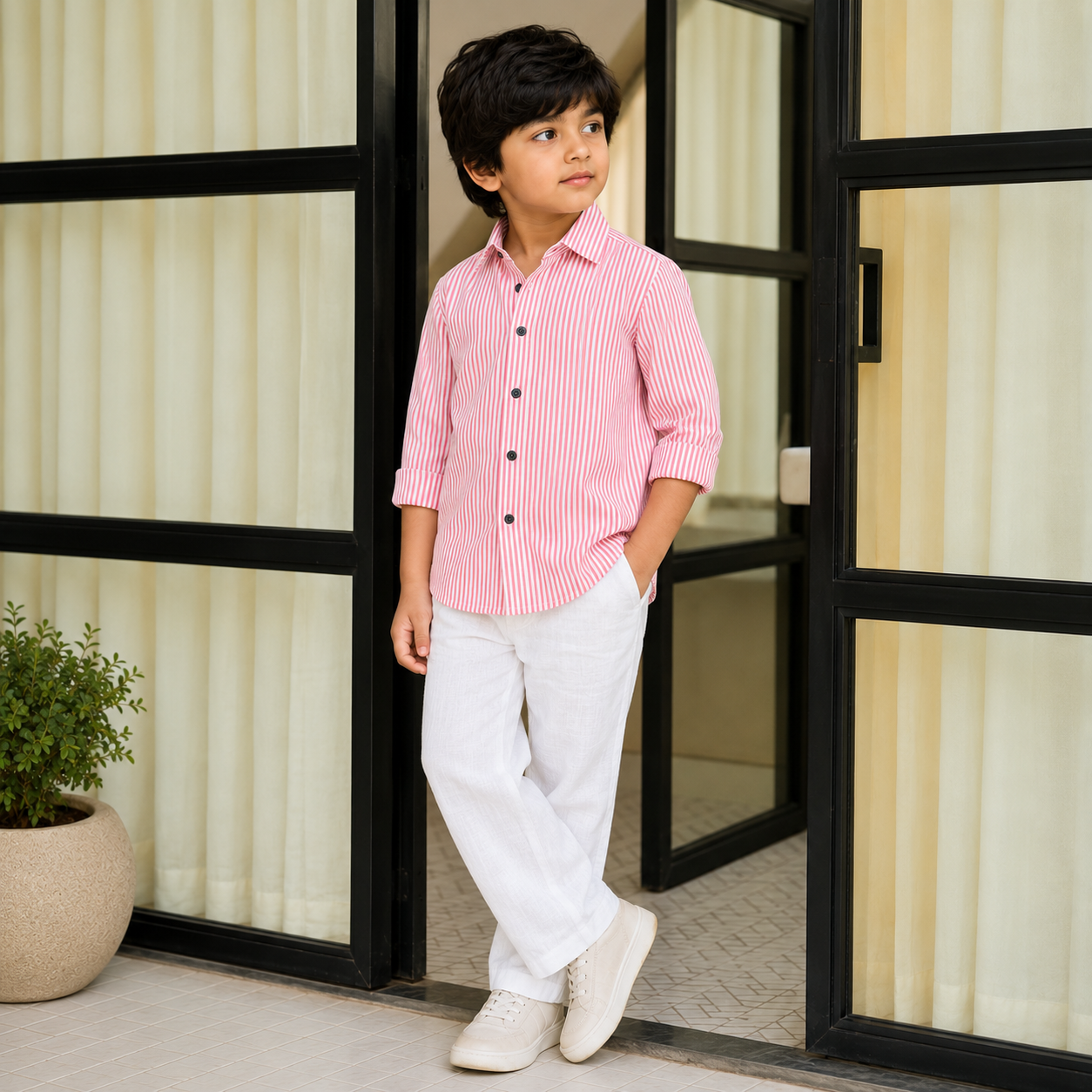 Classic Striped Full-Sleeve Shirt for Boys