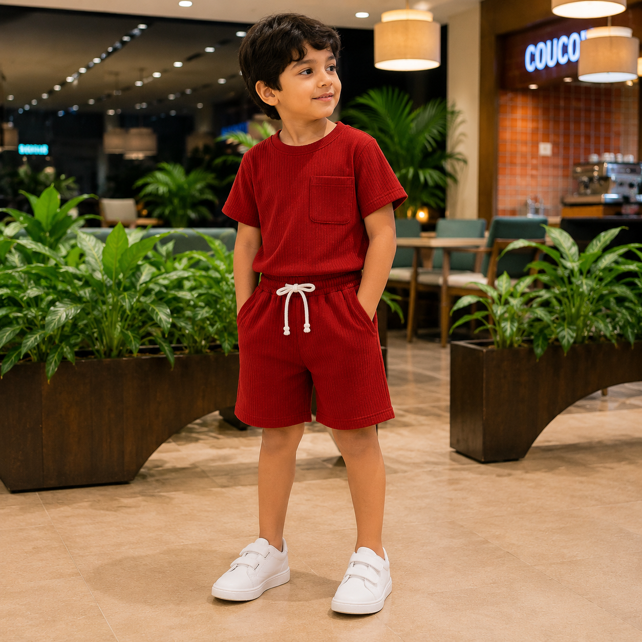 Mocha Mini Boys Co-Ord Set – T-Shirt & Shorts