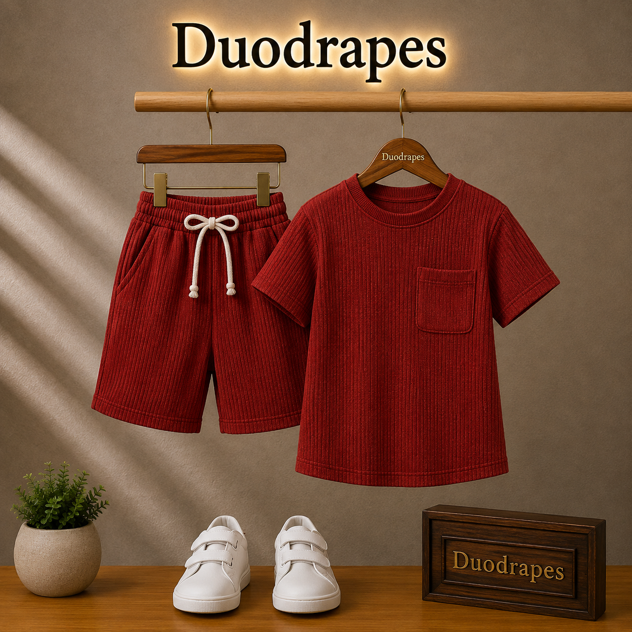 Mocha Mini Boys Co-Ord Set – T-Shirt & Shorts