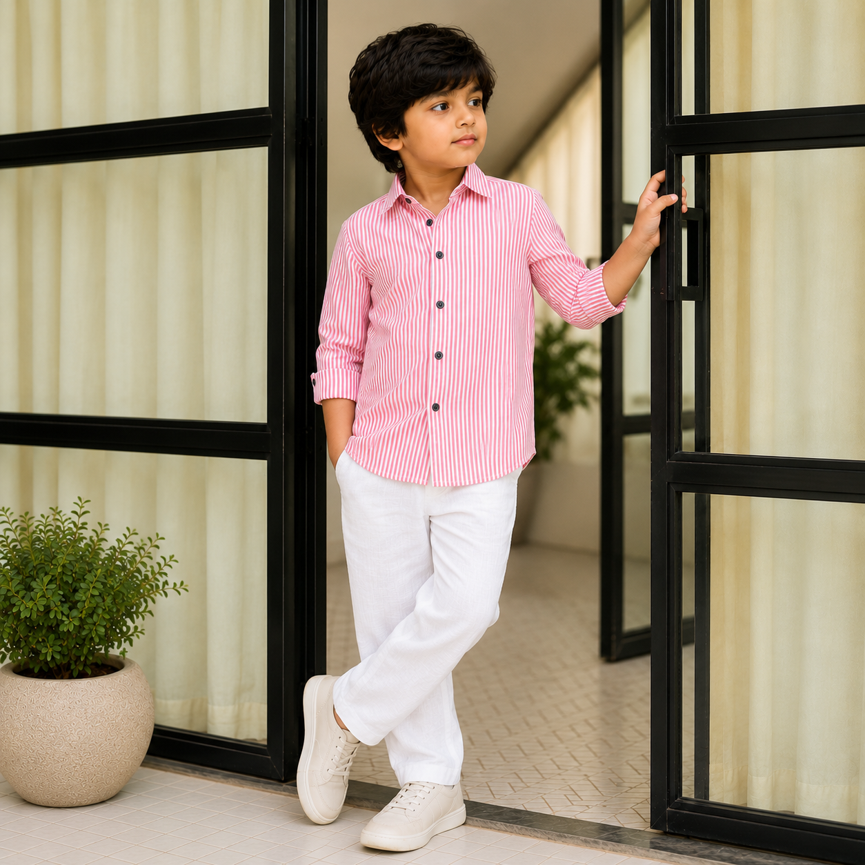 Classic Striped Full-Sleeve Shirt for Boys