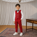 Red Waistcoat Shirt & Trouser Set for Boys | DuoDrapes