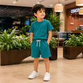 Teal Mini Boys Co-Ord Set – T-Shirt & Shorts