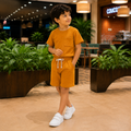 Mustard Yellow Pocket Tee & Shorts Co-ord Set for Boys